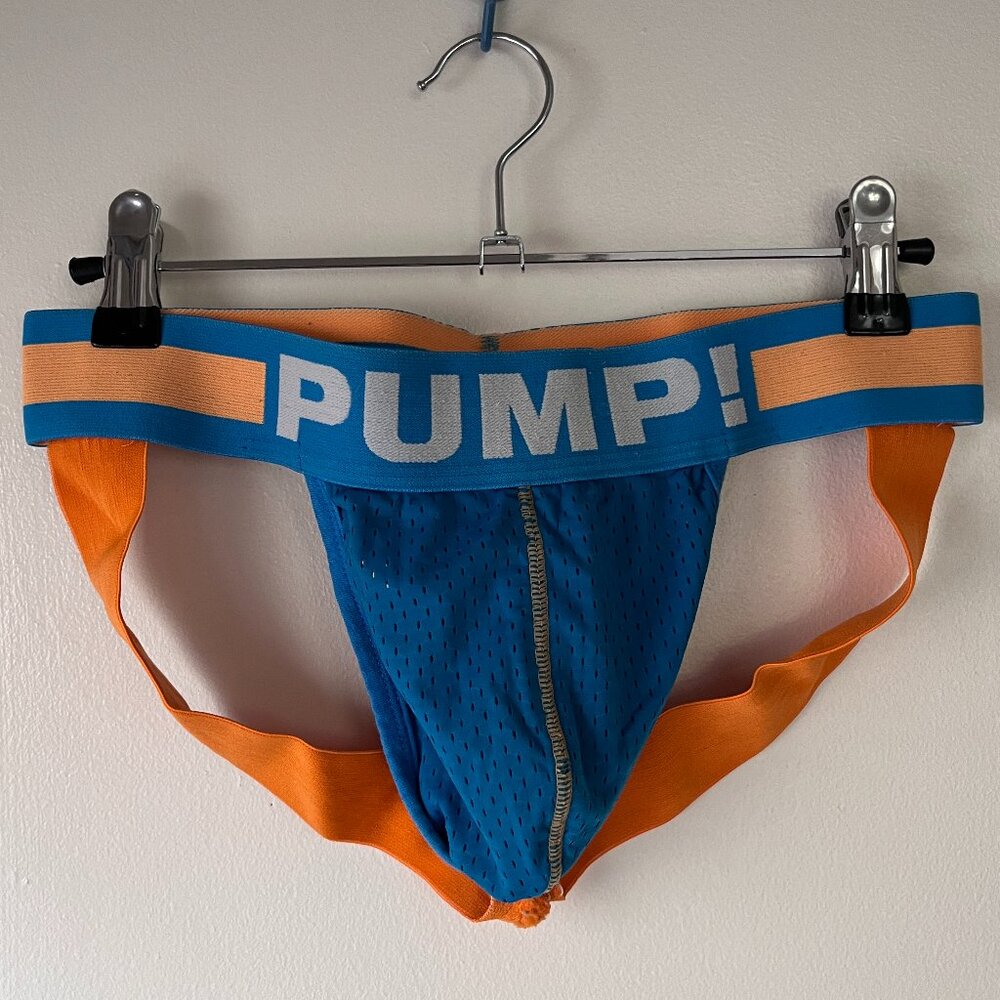 PUMP! Meshed Jockstrap (Orange & Blue)